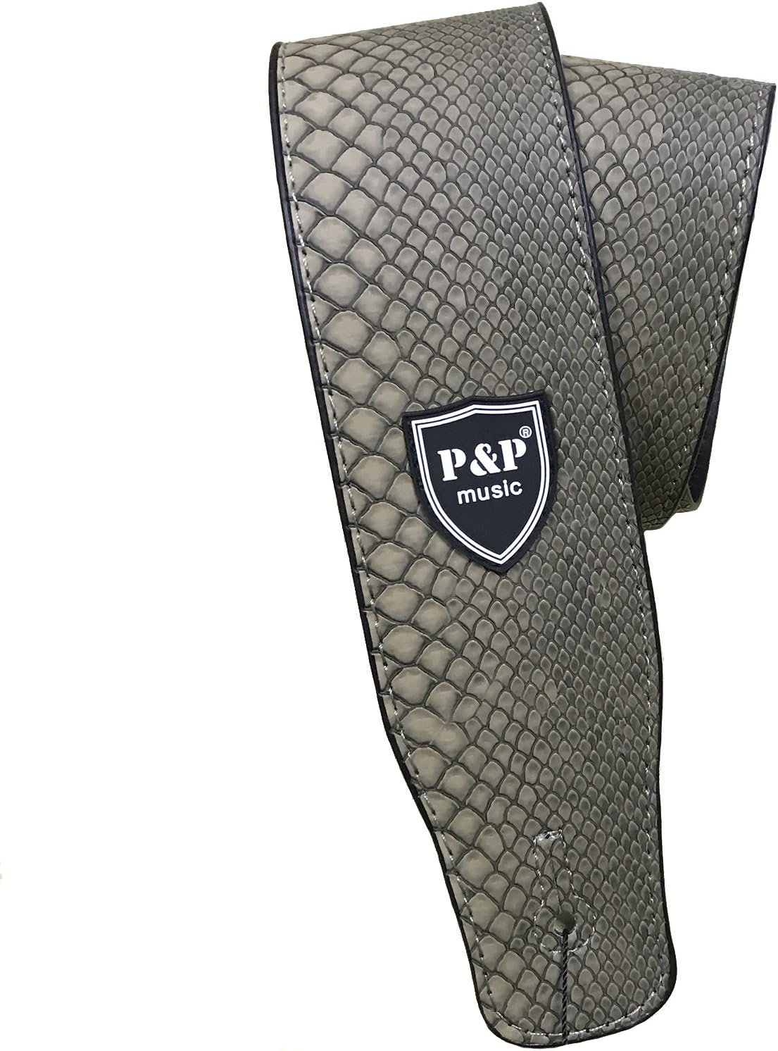MUSEUNLIMITED S568-B Adjustable Dark grey snake pattern style PU Leather Thick Strap for Electric Acoustic Guitar Bass (S568-B)