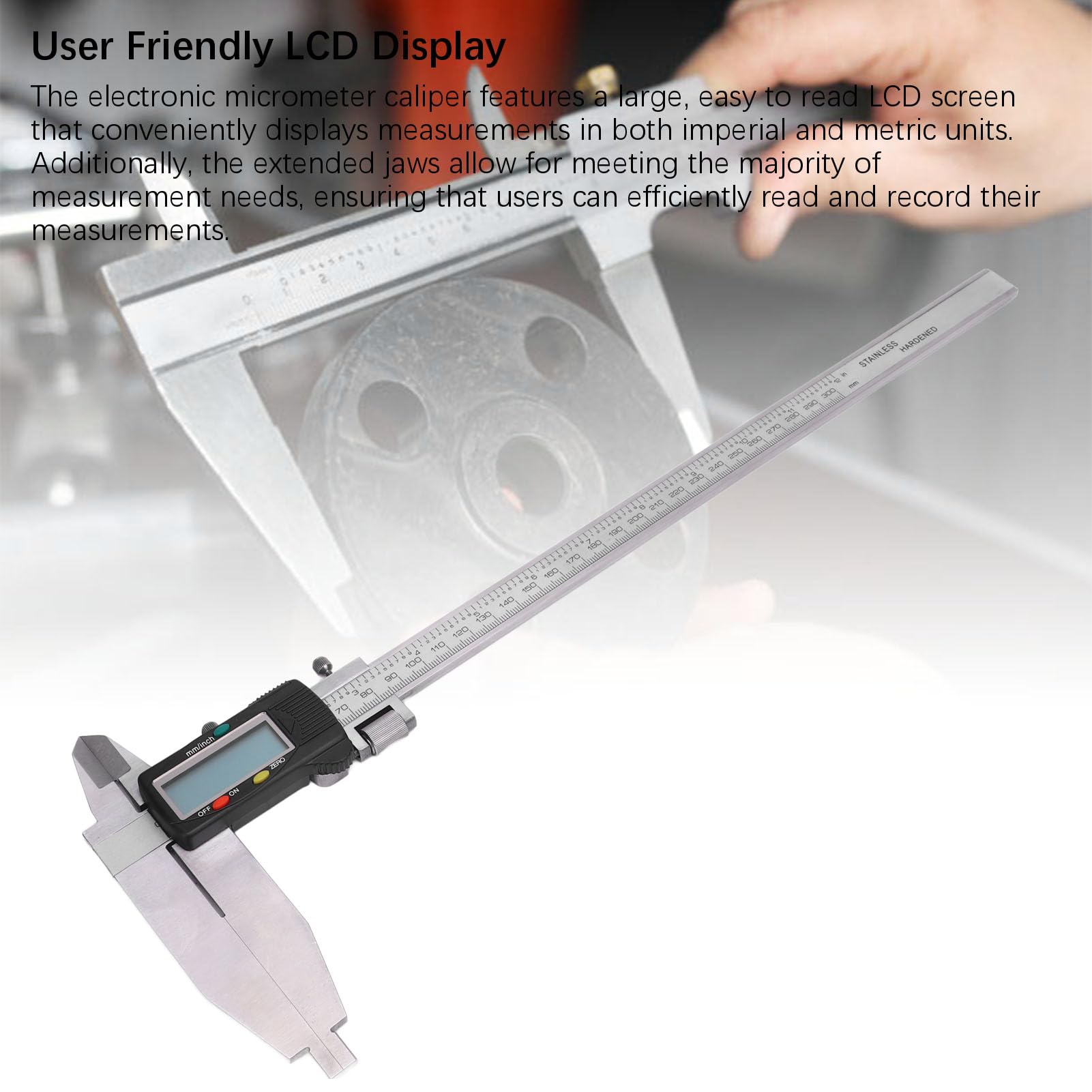 Alomejor Herramienta de Medición de Calibrador Digital de Alta Precisión 0-300 Mm para Joyeros, Mecánicos, Carpinteros, Acero Inoxidable