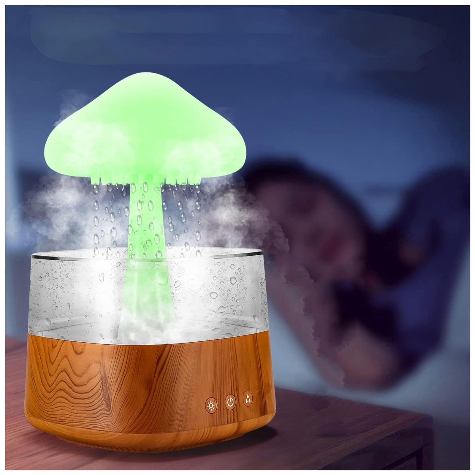 HAZARA Umidificatore A Fungo, con Luci A LED A 7 Colori 450ml,Funzione Cronometraggio Umidificatore Ambiente, Adatto per Fare Regali,Woodgrain