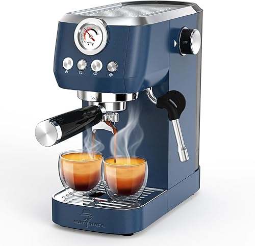 Miniatura 17 de MÁquina de café capuchino MAttinata con espumador de leche automático, máquina de espresso compacta con medidor de presión, máquina de capuchino de