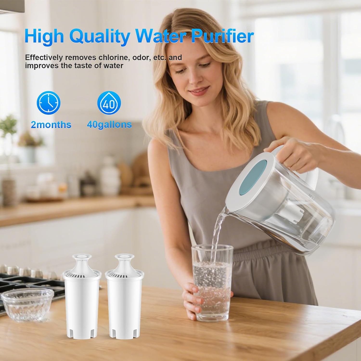 Water Fiter Replacement Compatible with Brita Water Filter & Pitchers, Replacement for Brita Filter Classic OB03, Mavea 107007, 35557, 3 PCS Water Pitcher Filter - Image 2