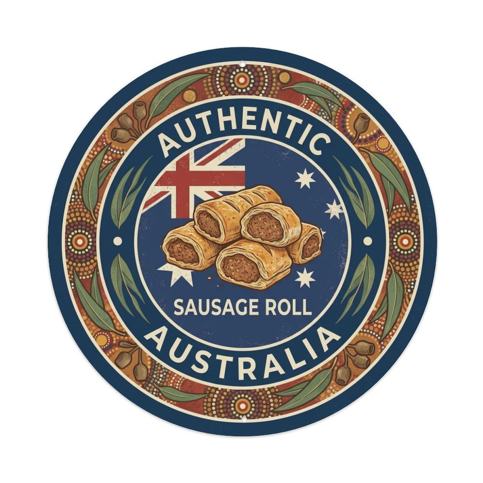 Olhnbad Style Australia Sausage Roll Travel Savory Pastry Cuisine Metal Tin Sign