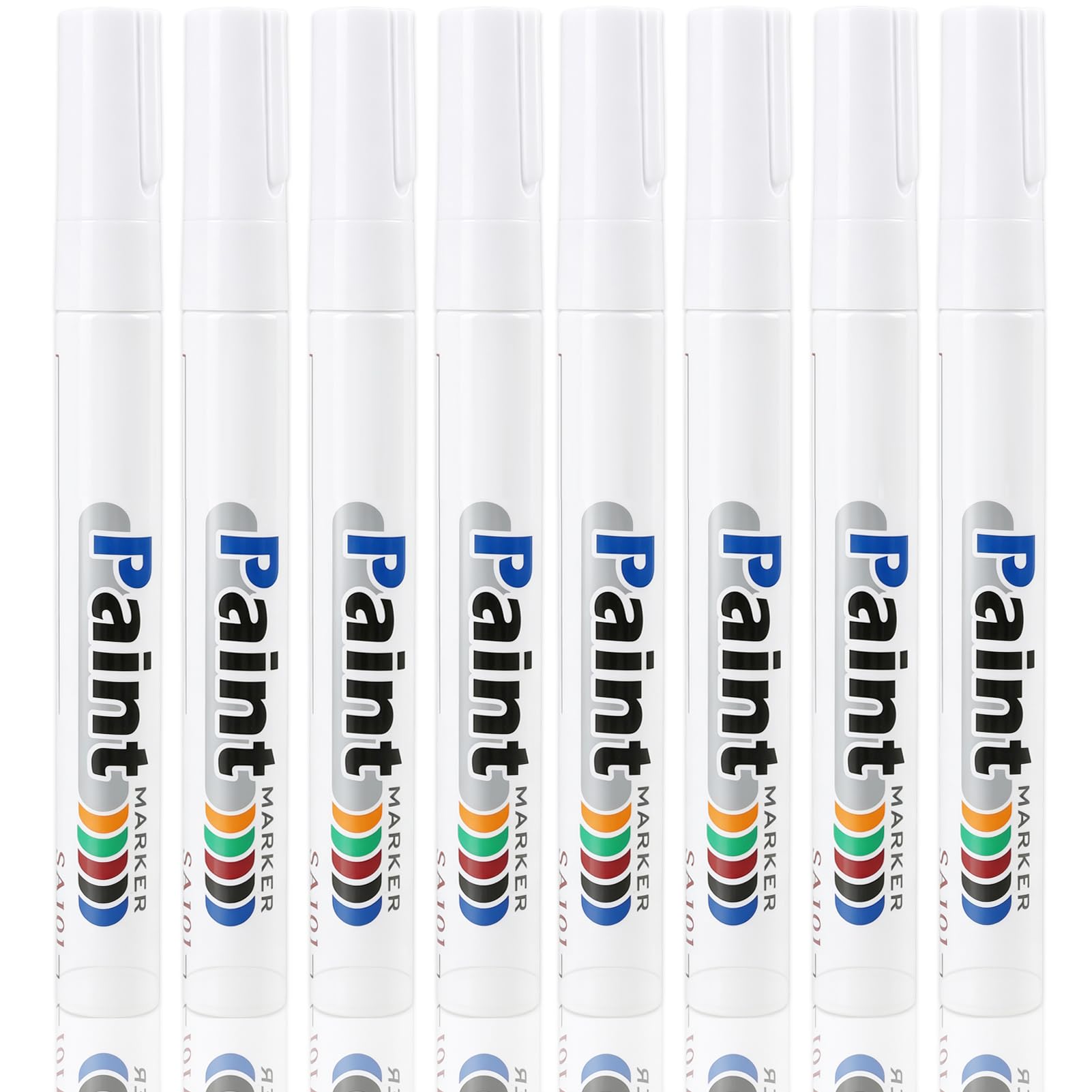 8 Marcadores Permanentes Blancos Resistentes al Agua, Rotuladores de Pintura a Base de Aceite con Punta Redonda 2-3 mm, Alta Cobertura y Secado Rápido para Metal, Madera, Neumáticos, Piedra, Plástico,