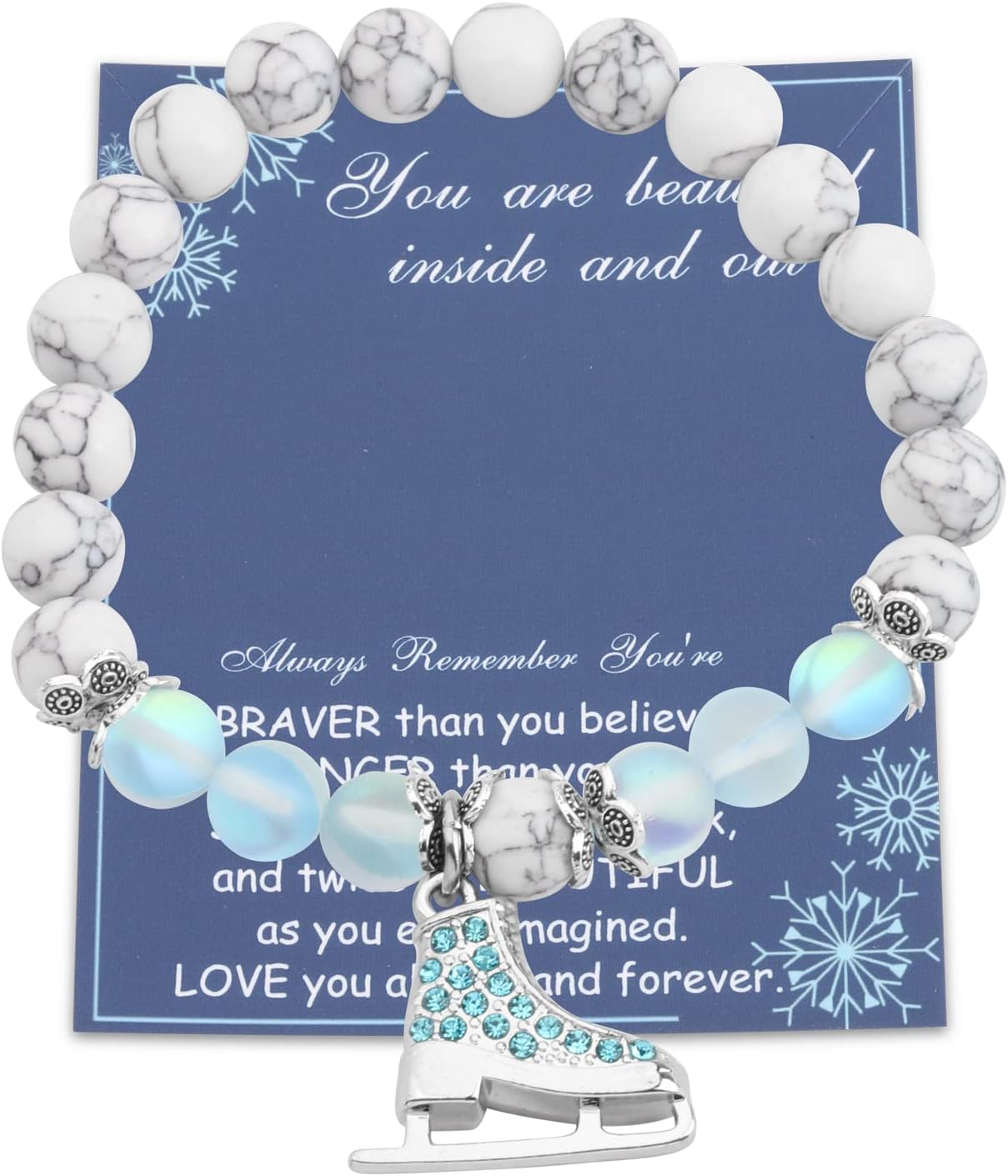 Figure Skating Bracelet Ice Skater Gifts Ice Skating Charm Bracelet Figure Skating Gifts for Girls Women Ice Skating Jewelry