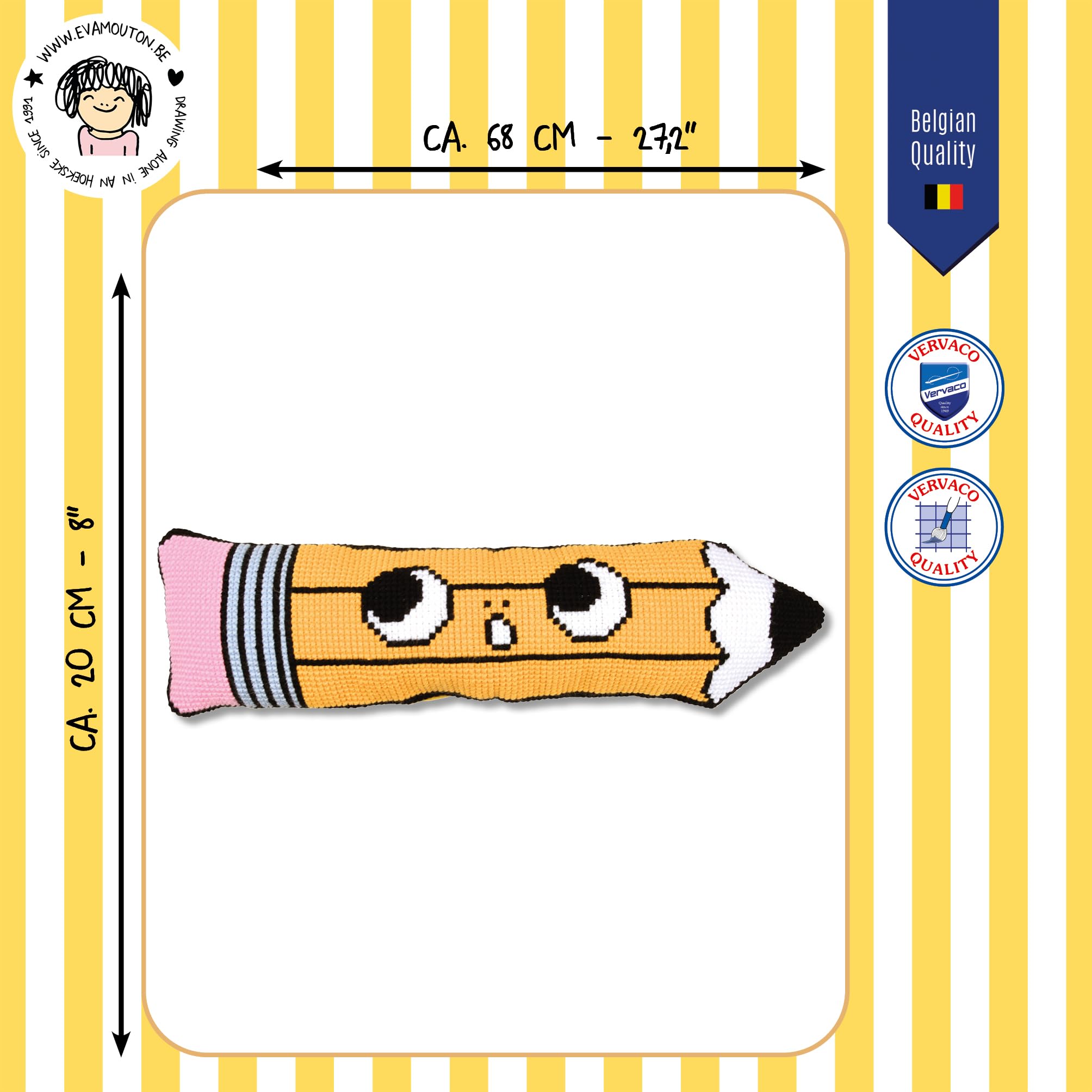 Vervaco Kreuzstich Stickpackungen Kissen Stickerei Set mit Kissenrücken Anfänger Vorgedruckt Bleistift DIY Set Kreativ Set Für Erwachsene68 x 20 cm Bastelset Handwerker Haus Dekoration