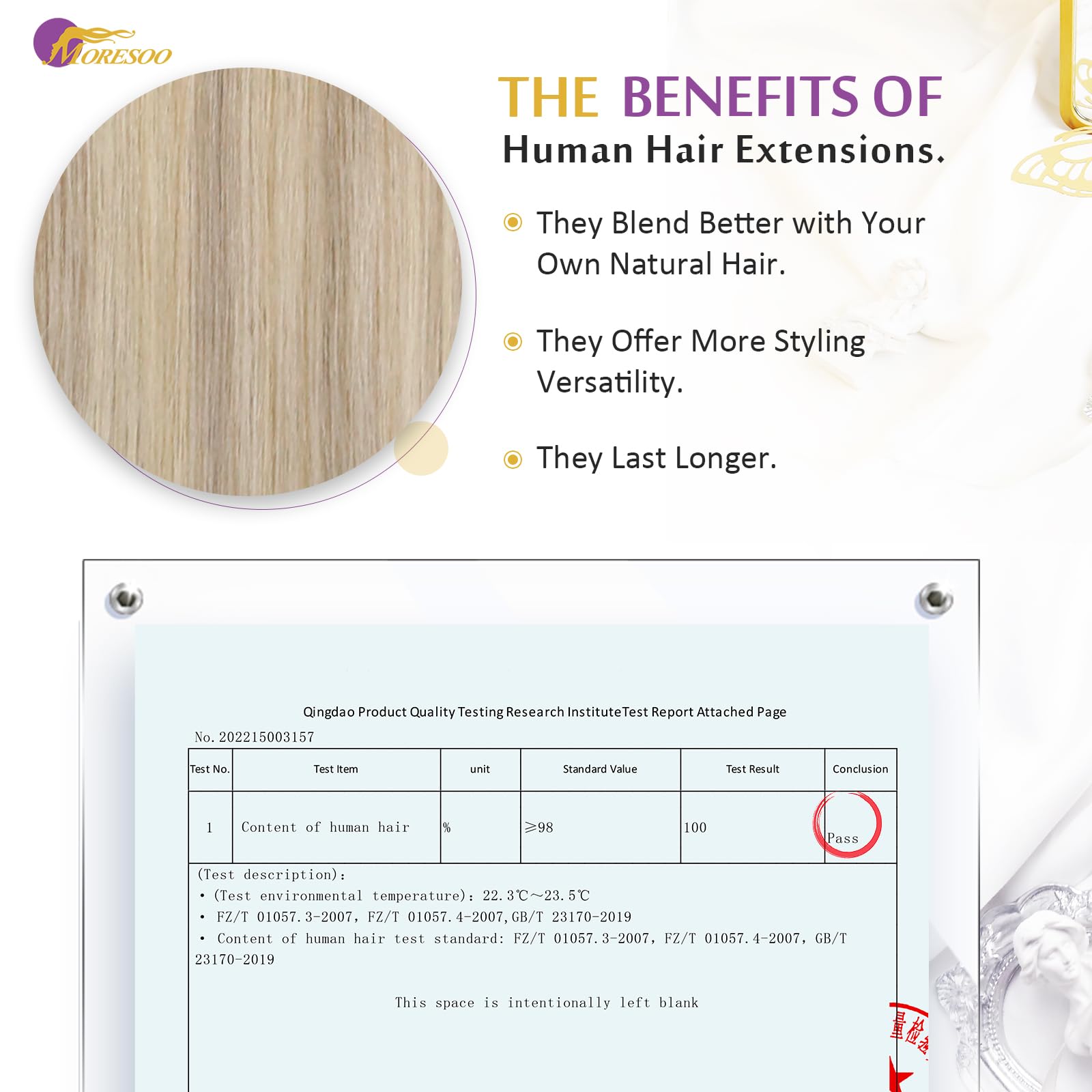 Moresoo Tape in Hair Extensions Human Hair 20 Inch Ash Blonde with Bleached Blonde Human Hair Tape in Extensions Highlight Remy Straight Hair for Women Adding Volume 10 Pieces/25g #P18/613 - Image 4