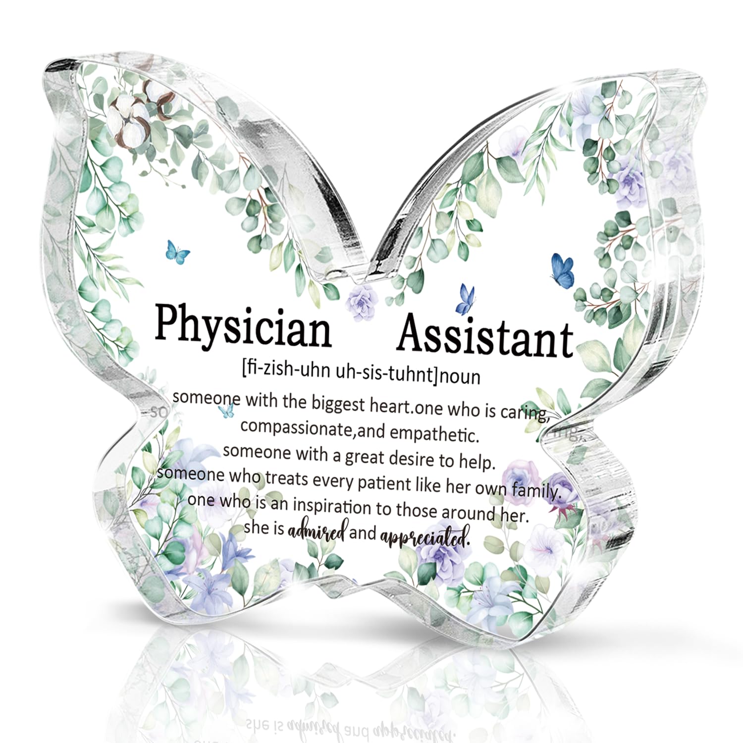 Butterfly Shaped Acrylic "Physician Assistant" Desk Sign, Physician Assistant Gift, Great Clinical Instructor Appreciation Decoration, Also a Durable Clinic Office Gift for Graduation and PA Week