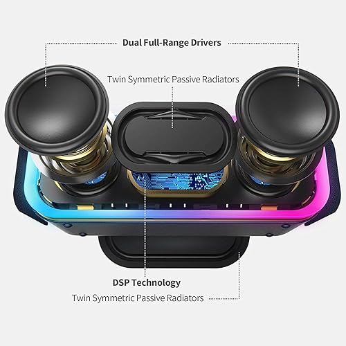 Miniatura 2 de DOSS SoundBox Pro+ - Altavoz de Bluetooth inalámbrico con sonido impresionante de 24 vatios, bajos en aumento, emparejamiento estéreo inalámbrico,