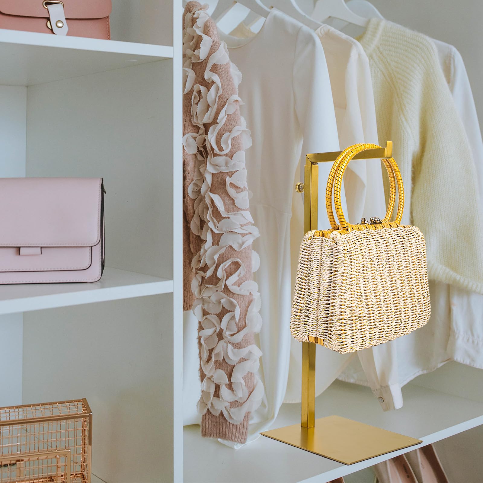 Beavorty Soporte para Colgar Bolsos y Corbatas de Acero Inoxidable Diseño Vertical Organizador de Almacenamiento para Armarios en Comercios y Casas