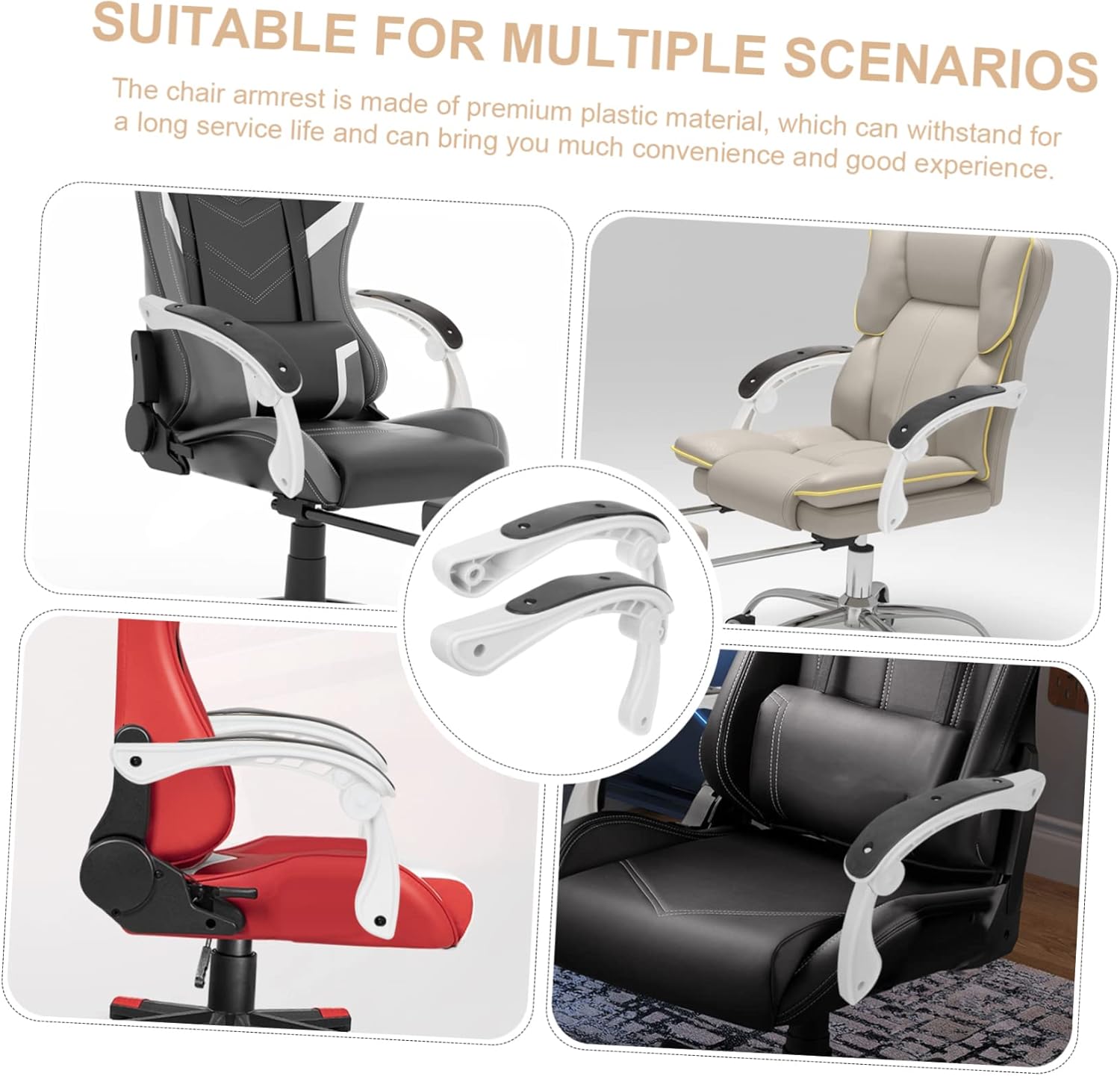 2pcs Wear-Resistant Armrests for Office and Gaming Chairs Replacement Armrest Parts Stretchable and Comfortable for Daily Use