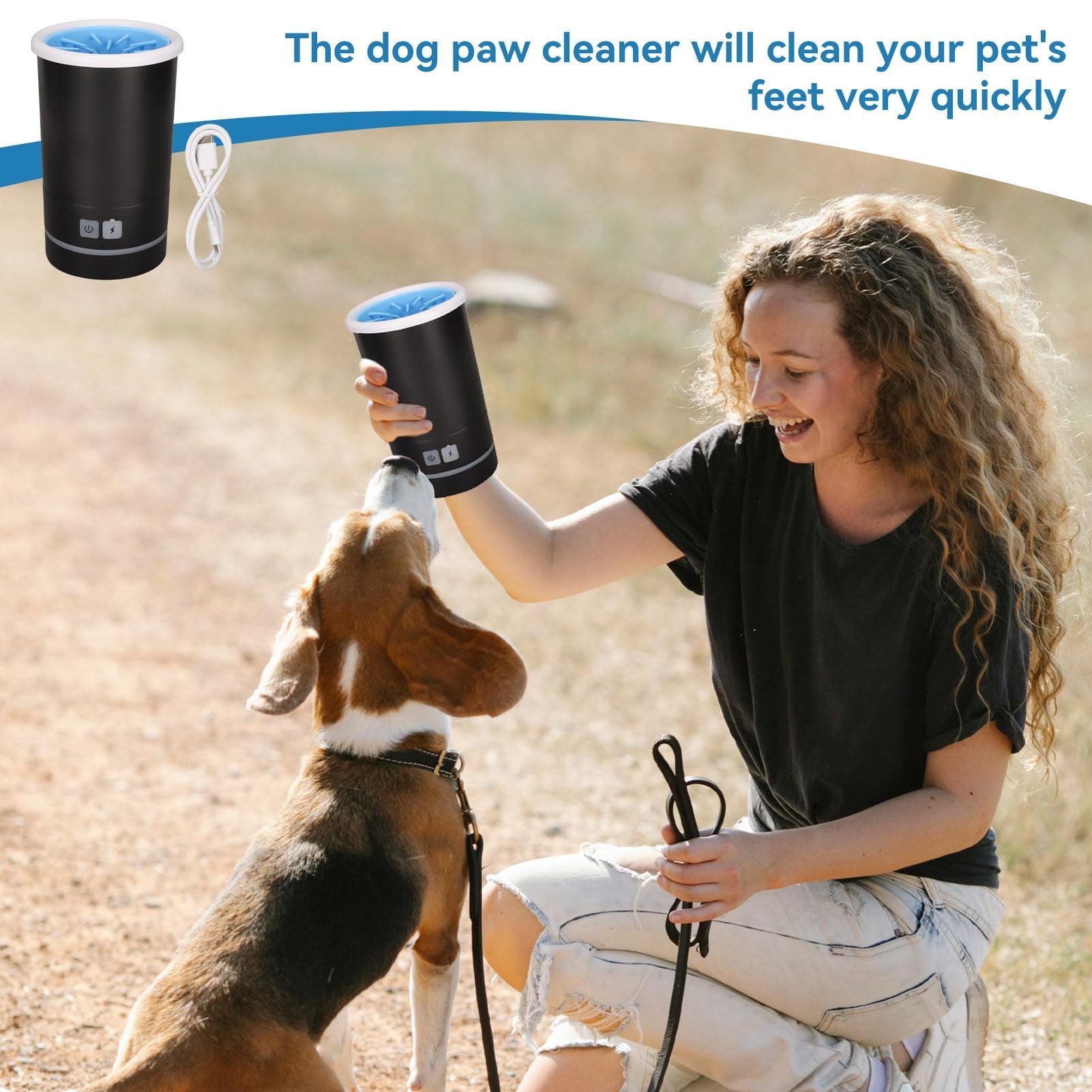 Limpiador automático de pies de perro, lavador eléctrico de pies, vaso portátil de limpieza de pies, máquina de limpieza de pies de perro para perros pequeños, medianos y grandes