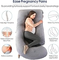 Vista 2 de cauzyart Almohadas de embarazo para dormir, almohada de cuerpo completo en forma de U y soporte de maternidad, para espalda, caderas, piernas