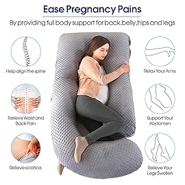 cauzyart Pregnancy Pillows for Sleeping U-Shape Full Body Pillow and Maternity Support - for Back, HIPS, Legs, Belly for Pregnant Women with Removable Bean Velvet Cover(Gray)