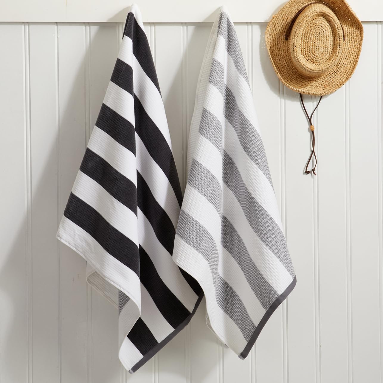 Loon & Lake Sand Resistant Beach Towels | Waffle Weave Reverse to Classic Plush Velour | Oversized 40" x 70" | Crafted from 100% Combed Cotton | Wolfeboro Collection - Grey - Image 2