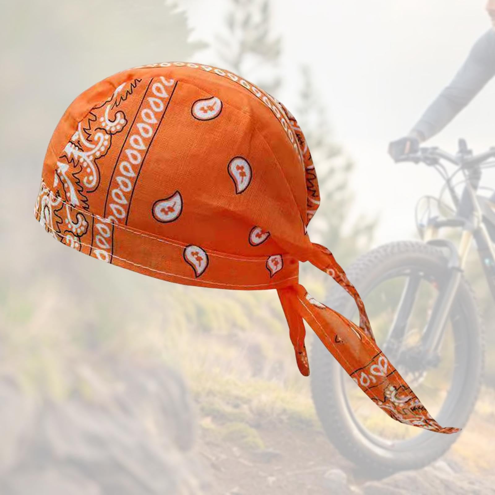 Colaxi Skull Cap Head Cover Headwear for Men Women Tie Back Headband Beanie for Riding, Orange