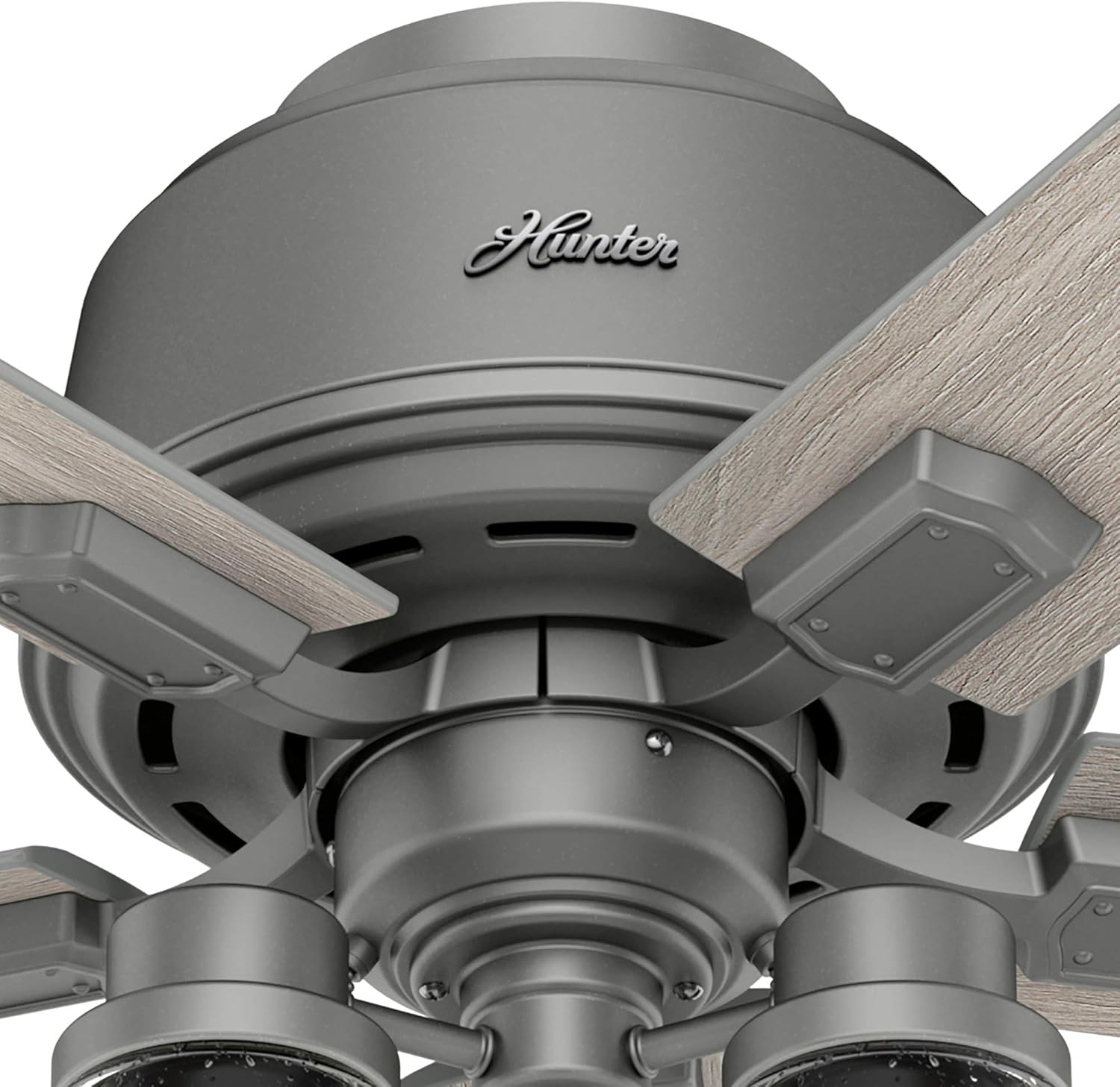 Exclusive Discount 🔥 Hunter Hartland Low Profile Indoor Ceiling Fan with LED Lights and Pull Chain, 52, Matte Silver