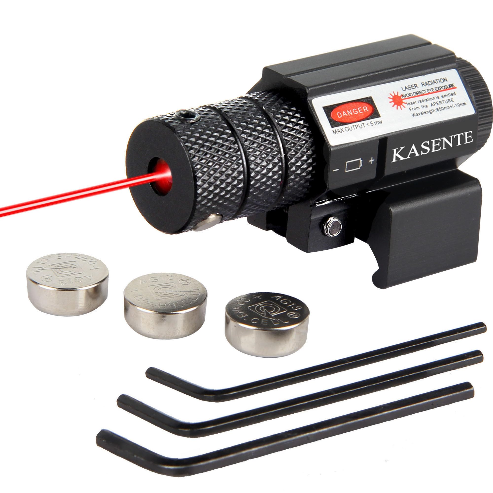 KASENTE Tactical Laser Sight, Red Dot Beam with Picatinny Rail Mount, Adjustable Windage & Elevation for Airsoft Guns, Pistols & Rifles, Long Range Precision for Outdoor Shooting & Training, Black