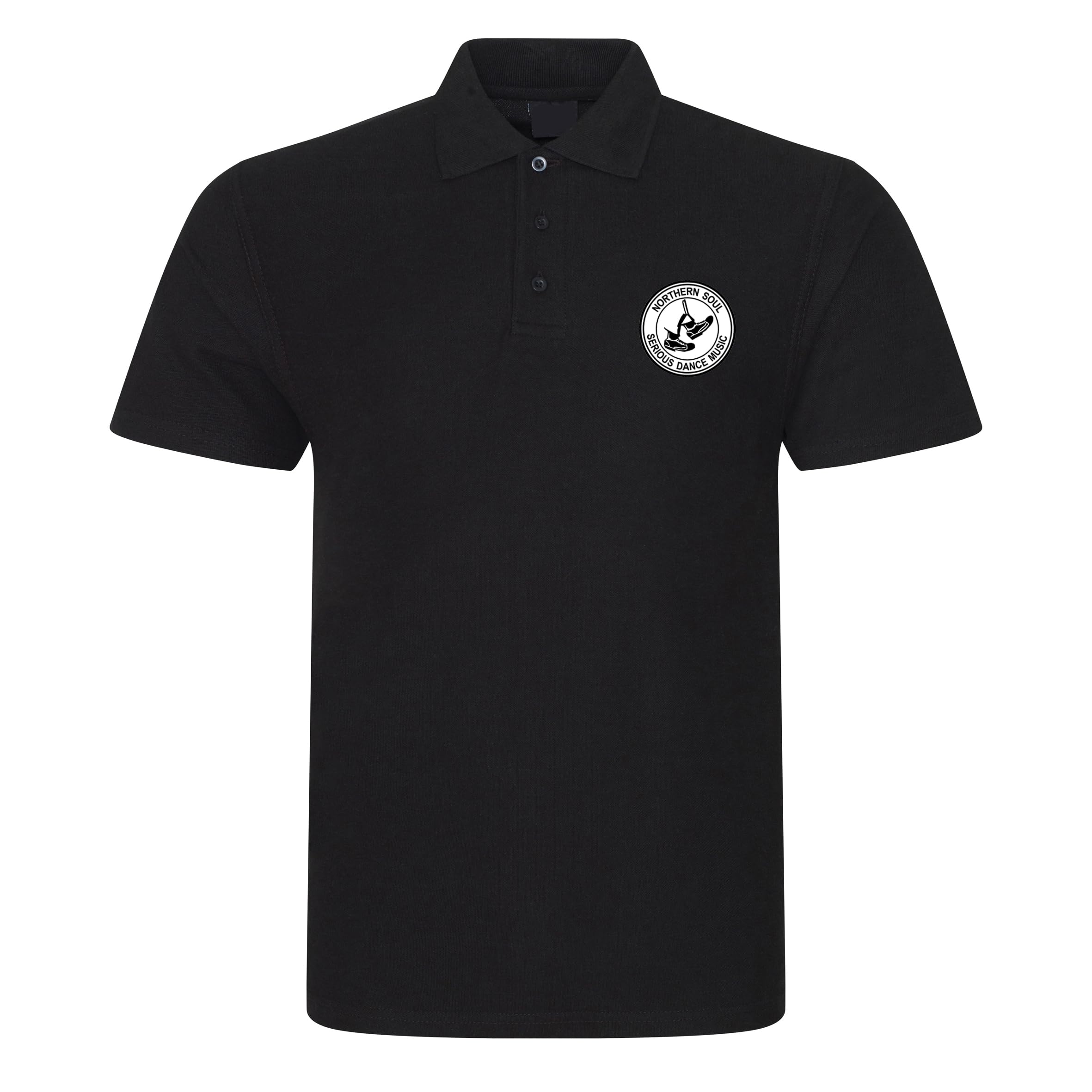 Apm Apparel Northern Soul Serious Dance Music Men's Polo Shirt Ska Mod Casual (UK, Alpha, XXL, Regular, Regular, Black)