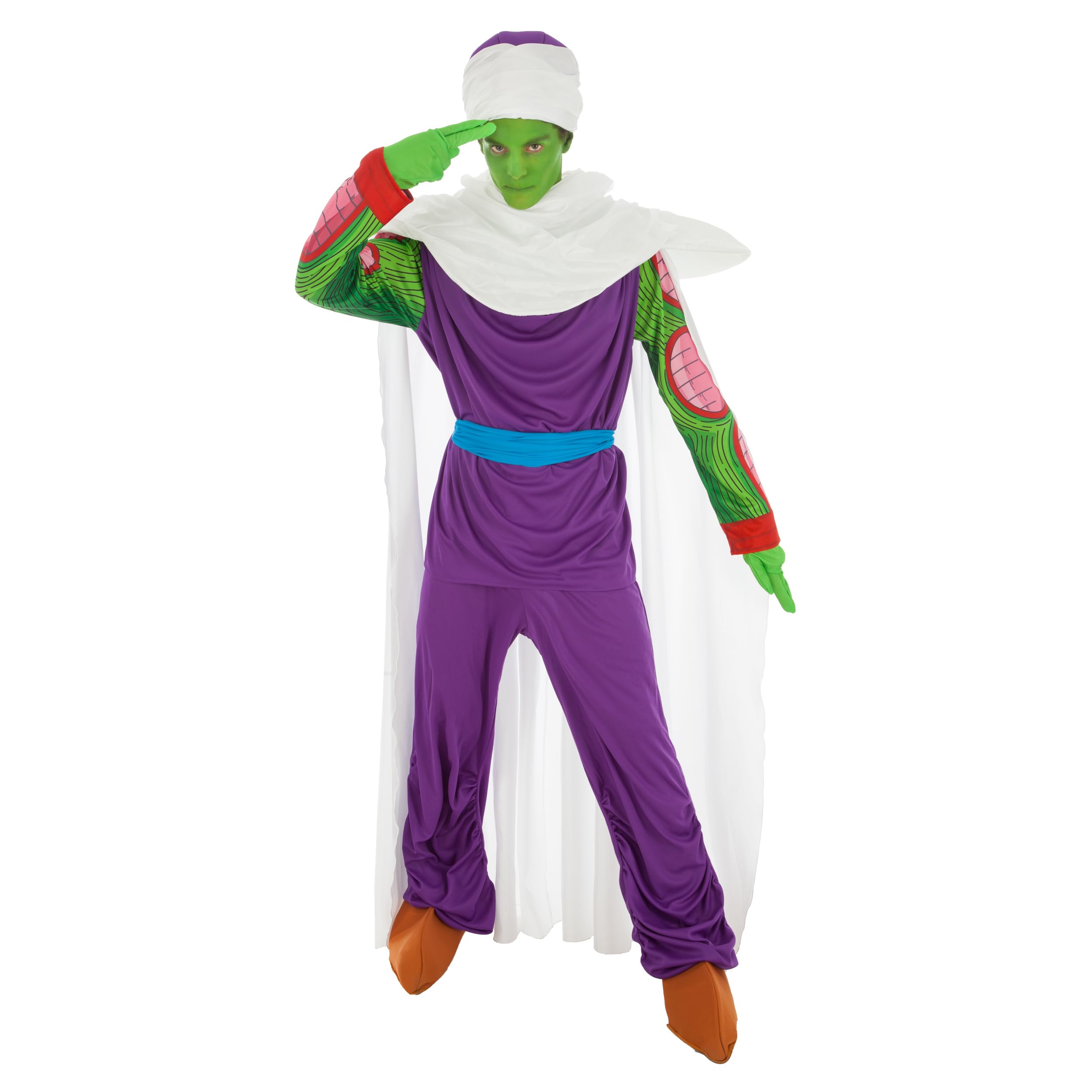 Chaks - kostium Piccolo dla mężczyzn, oficjalny strój Dragon Ball, 9-częściowy zestaw anime na karnawał, cosplay i Comic Con