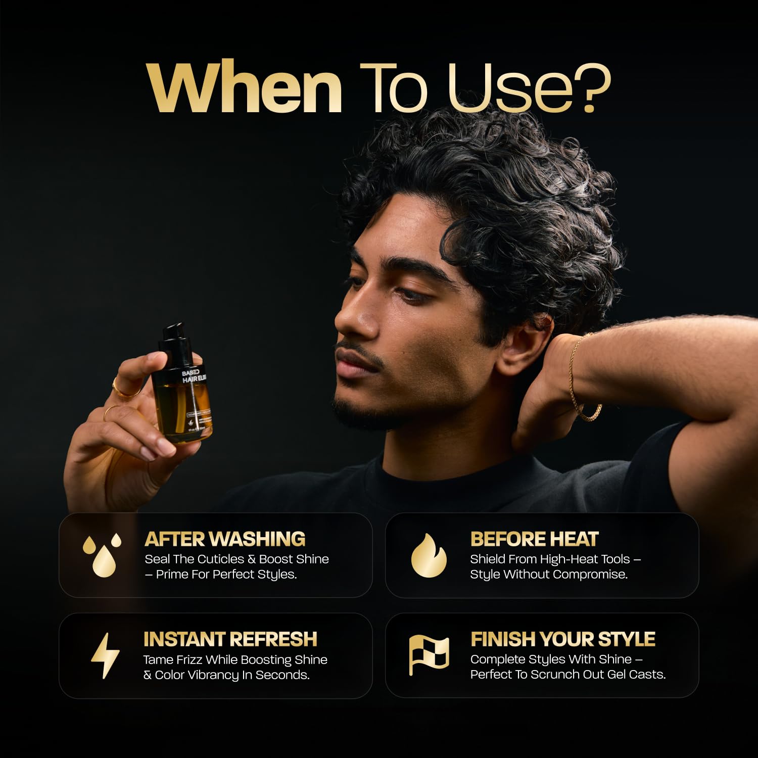 BASED Hair Elixir - Weightless Shine Serum with Heat Protection Controls Frizz & Flyaways Nourishes with Meadowfoam & Mongongo Oils Non-Toxic Formula for All Hair Types 1 Fl Oz Pack of 1 product thumbnail 4
