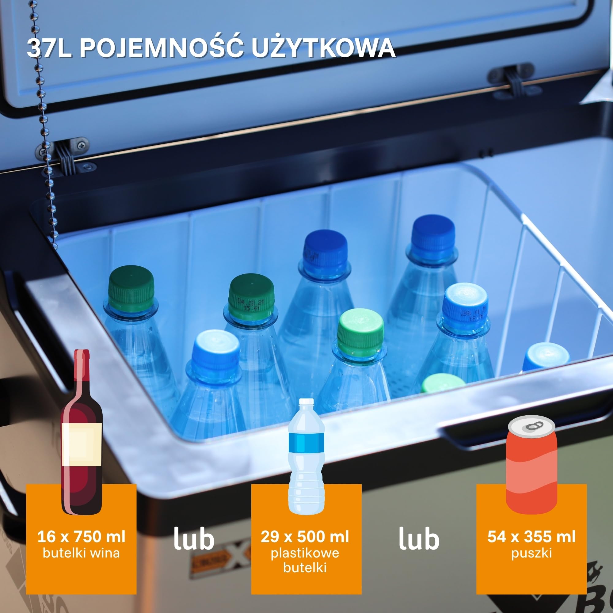 CROSS TOOLS elektryczna sprężarkowa lodówka turystyczna 37L -20°C, Camping & Auto, przenośna zamrażarka, lodówka z App, 230V/12V/24V, ICEBOX 40, 68061