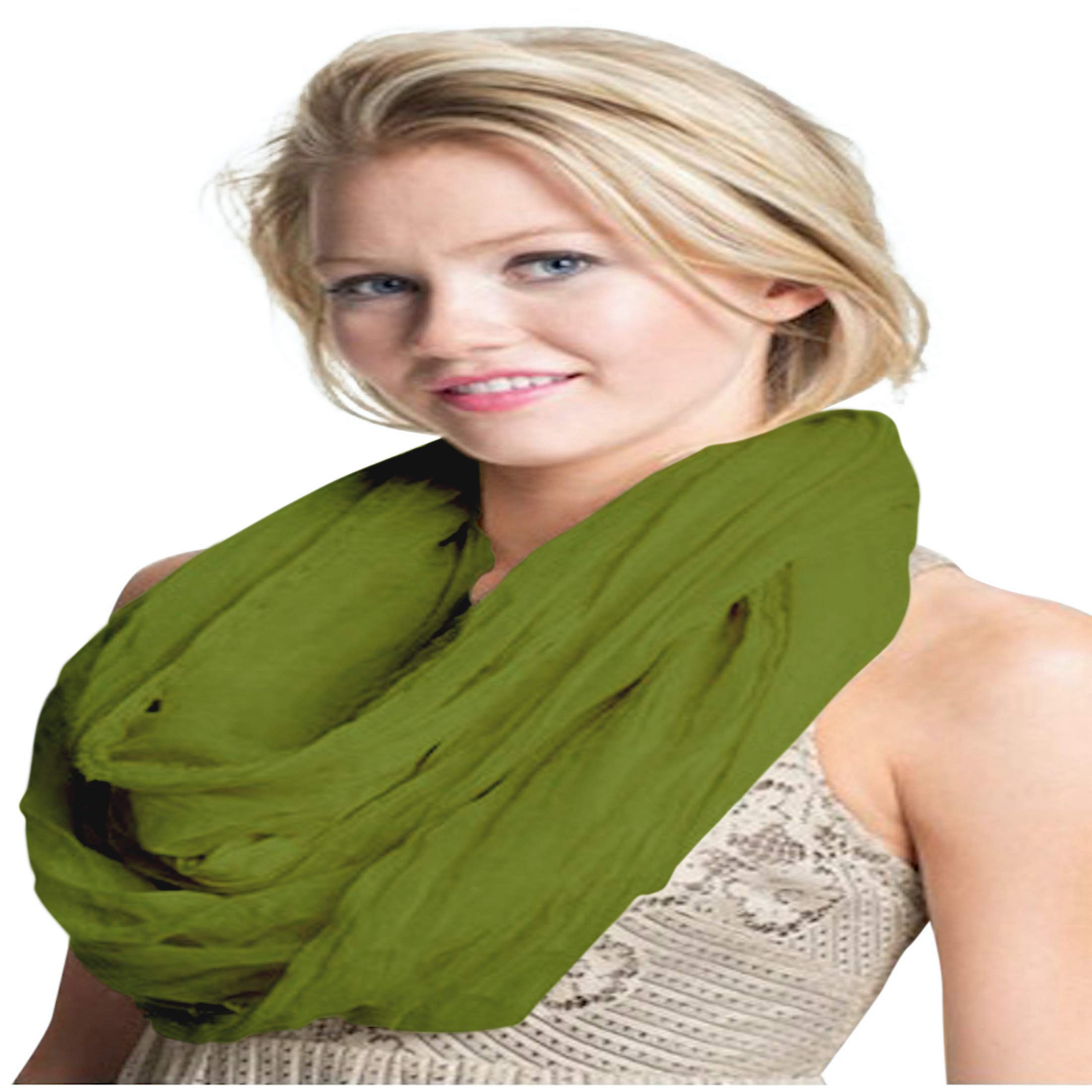 Cj Apparel Women's Green Nepalese Mobius Infinity Scarf Snood Cowl Circular Tube Eternity Shawl Pashmina Hand Made In Nepal