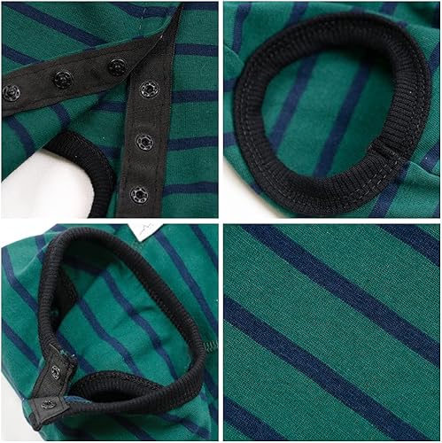 Vista 87 de Traje de recuperación para perros, camisa poscirugía para cachorros, ropa protectora de heridas para animales (rayas blancas y rosadas, XL)