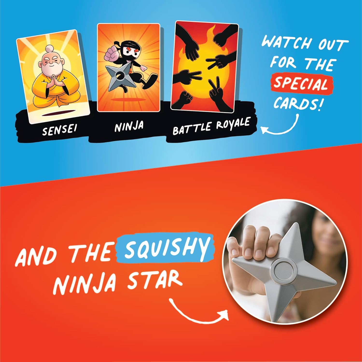 Rock Paper Scissors Ninja Card Game, Fast-Paced Battle Royale with Foam Ninja Star, Ages 7+, 2-6 Players