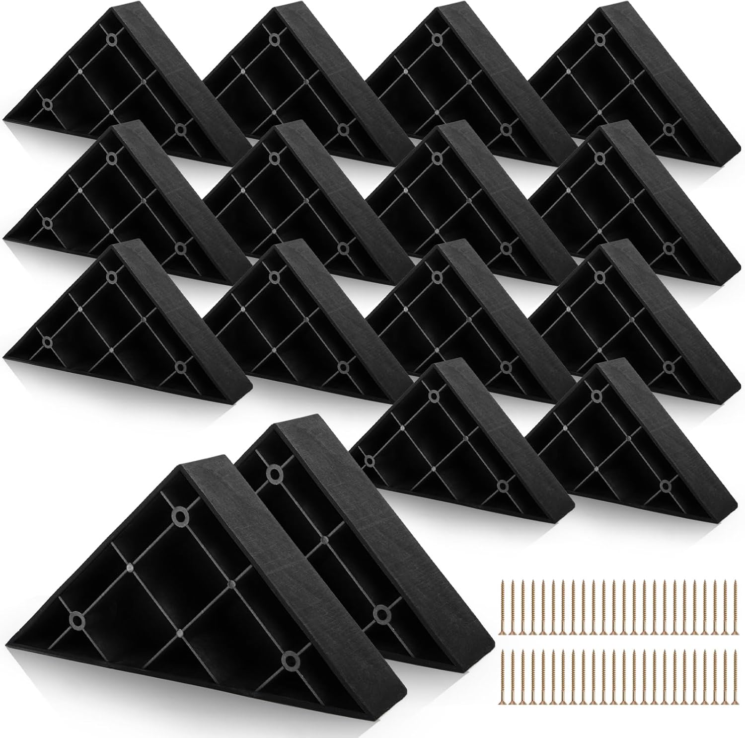 16 Pieces Triangle Couch Feet, 1.57''H Plastic Sofa Legs Replacement with Screws, Heavy-Duty Furniture Corner Foot Kit for Couch, Bed, Chair, Cabinet