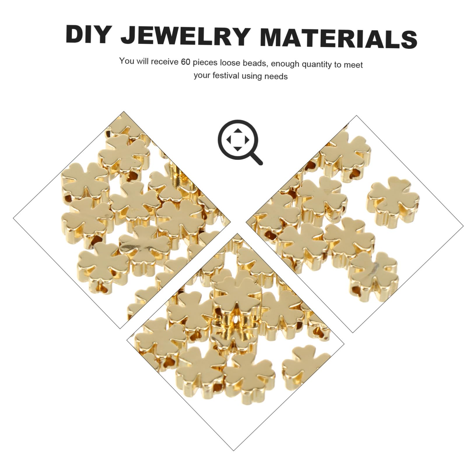 Angoily Perline Distanziatrici Fai da Te 60 Pezzi Dorate 6mm per Braccialetti e Gioielli Artigianali Accessori Foro Ampio per Creazioni Personalizzate e Regali Craft