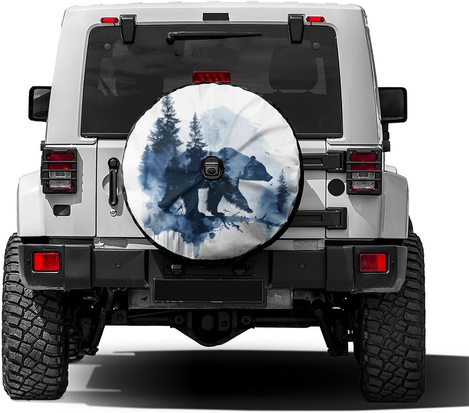 Bear Trees Spare Tire Cover with Backup Camera Hole Wheel Tire Cover Fit Trailer, RV, SUV and Many Vehicle 18inch