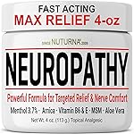 Neuropathy Nerve Relief Cream - Fast Acting Max Relief for Feet Hands Legs Toes Back - Ultra Strength Menthol Arnica Aloe Vera MSM, Soothing Natural Nerve Comfort Relief, Paraben-Free 4 Oz