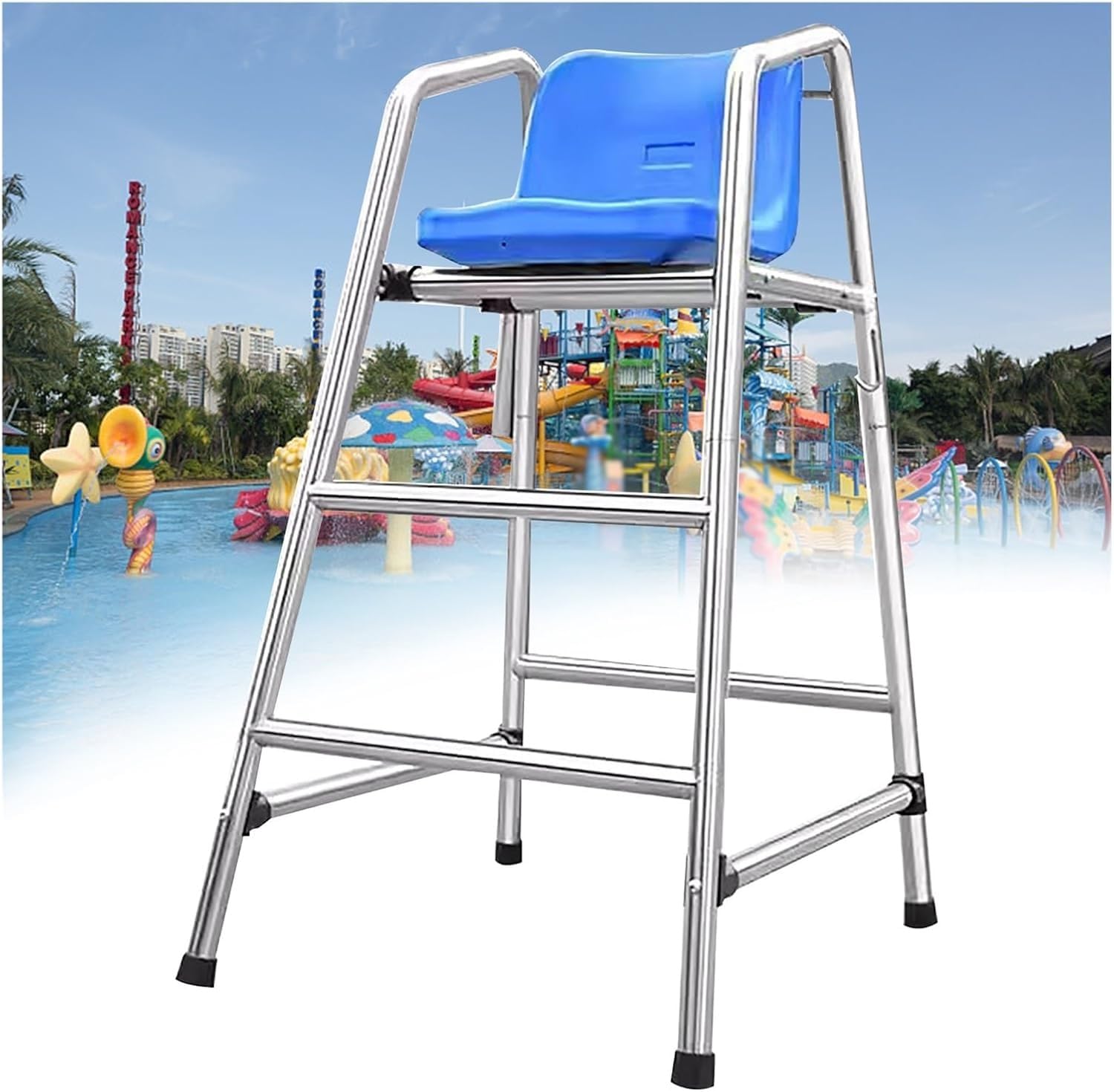 Escalera de rescate elevada desmontable para piscinas, playas y lagos, diseño de taburete alto para un fácil acceso y salvar vidas