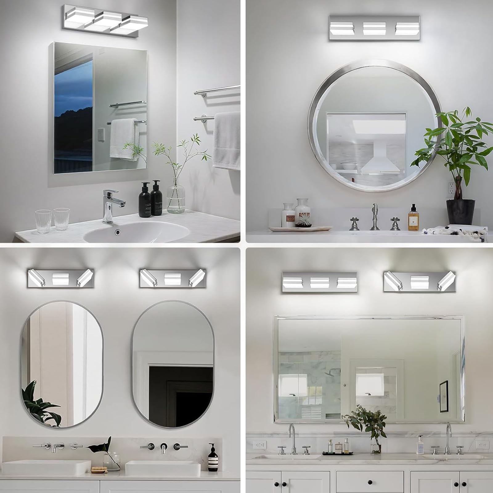 LED Spiegelleuchte Bad Wandleuchten 350° Drehbar Einstellbarer Winkel Wandleuchte Spiegelschrank Wandbeleuchtung für Wohnzimmer Schlafzimmer Schminktisch Badezimmer (Schwarzes Neutrales Licht,3 Köpfe)