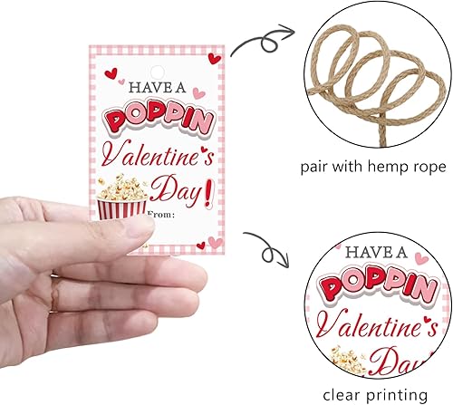 Miniatura 3 de Etiquetas de regalo de feliz día de San Valentín, etiquetas de regalo de San Valentín con cuerda para fiesta temática dulce o día de San Valentín,