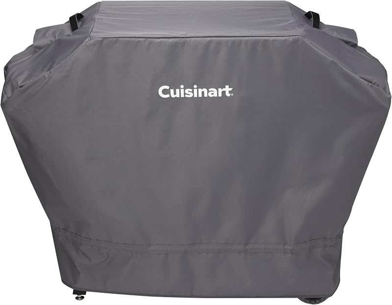 Cuisinart Funda para parrilla de 28 pulgadas, poliéster duradero resistente a la intemperie con costuras reforzadas y correas de cordón para barbacoa, resistente al agua, ajuste seguro, cubierta para parrilla de barbacoa con parte superior plana para plancha