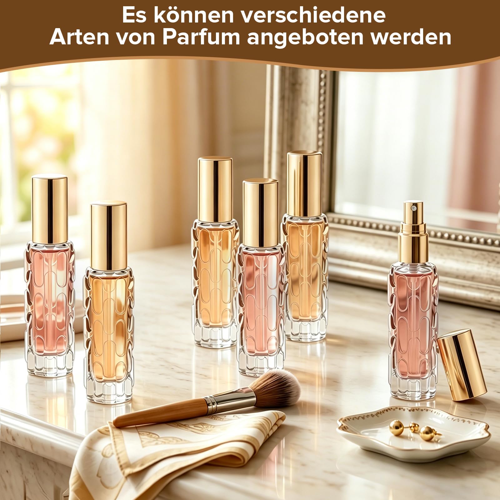 8 perfum podróżnych w sprayu, 10 ml, pusta szklana butelka na perfumy | Przenośny atomizer do torby z kroplomierzem i lejkiem, wsuwany do torebki, kieszeni lub portfela
