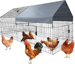 Metal Chicken Coop - 86"×40"×40" Large Chicken Coop with Waterproof Cover, Spacious Backyard Chicken Pen & Pet Playpen for Hens, Ducks, Rabbits