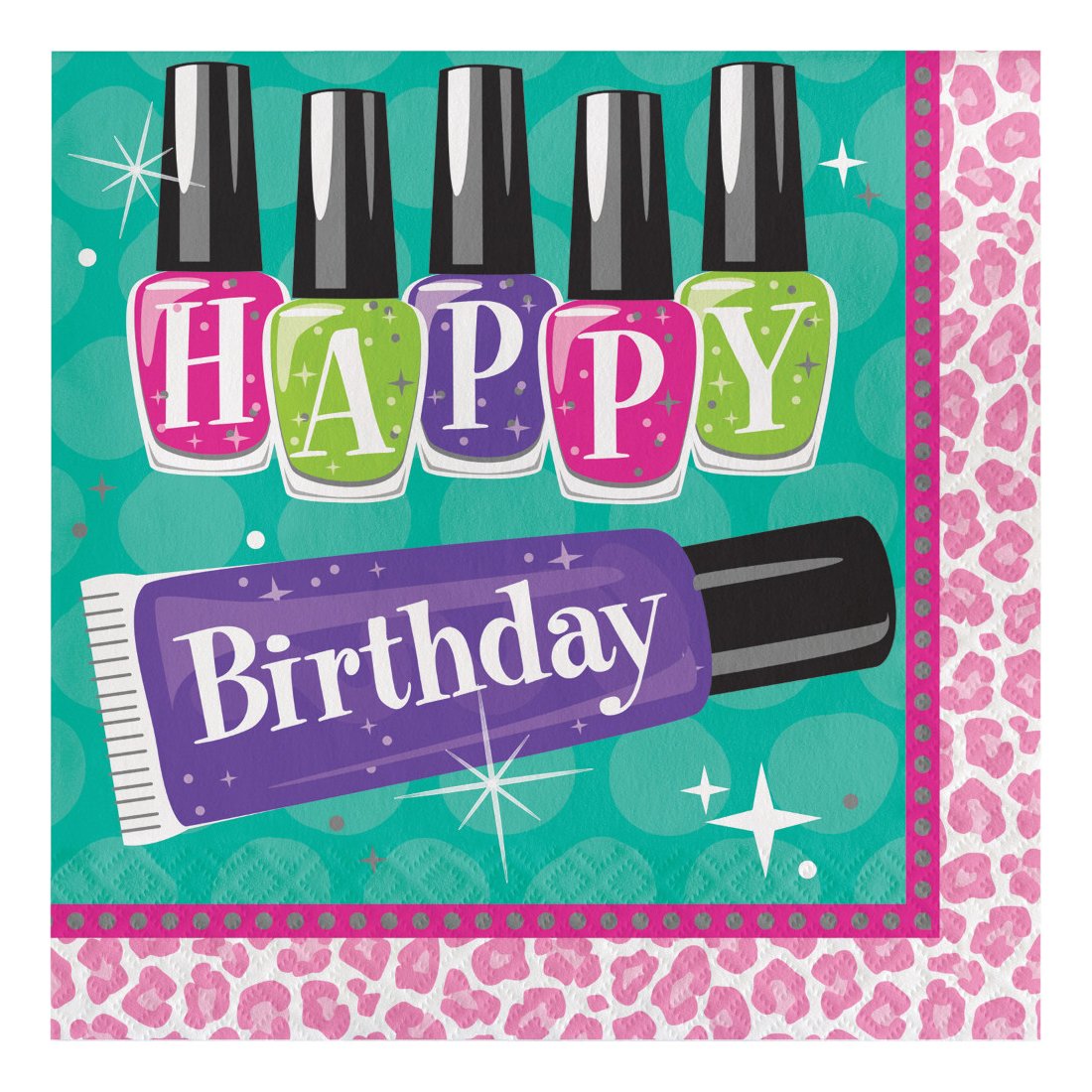 Creative Converting Sparkle Spa Party Luncheon Happy Birthday Napkins 16 Pieces