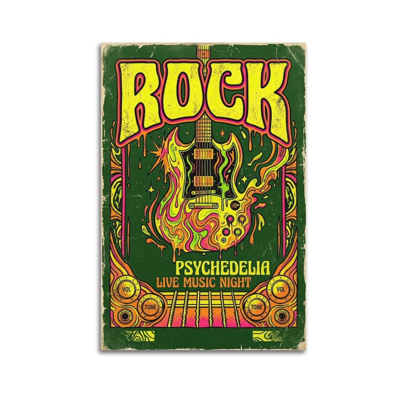 Okngb Unframe-Style Vintage 60S Psychedelic Rock Poster Hippie Boho Aesthetic Decorative Painting Canvas Art Picture 20X30inch(50X75cm)