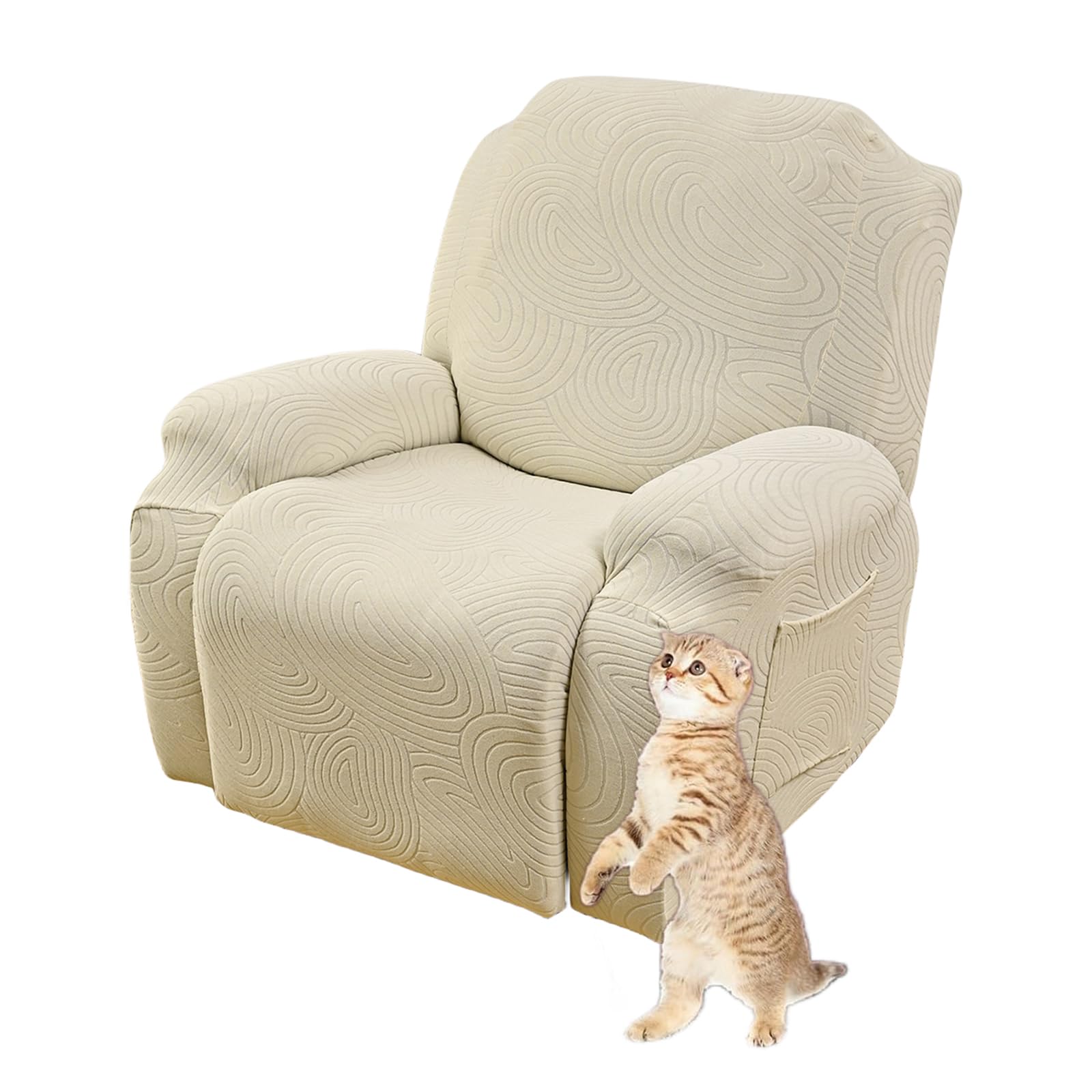 Funda para sillón reclinable seccional beige con bolsillo OBASDFD