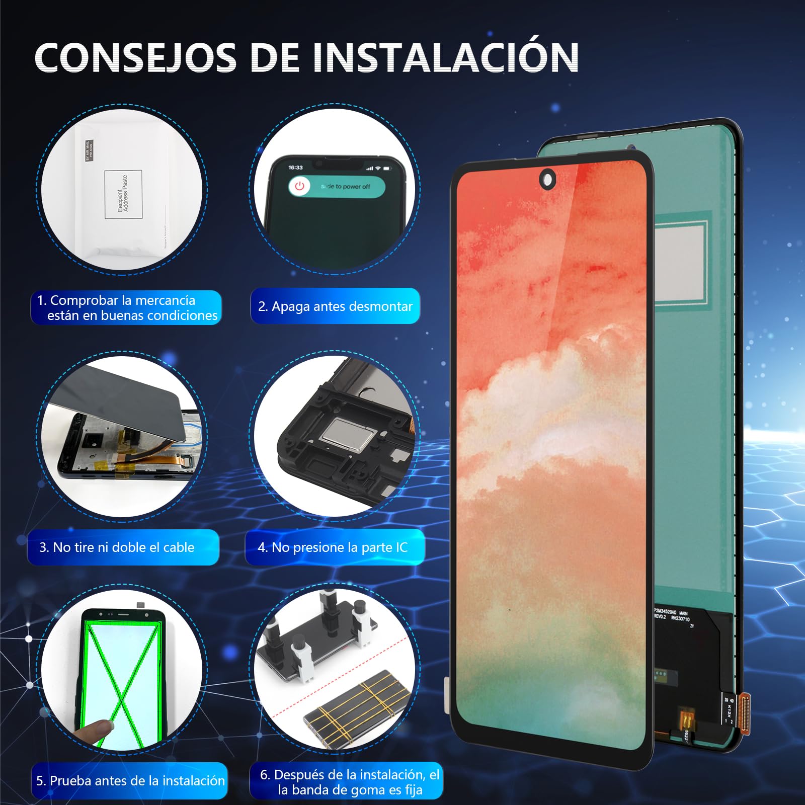 RongZy Pantalla para Realme 12+ 5G Táctil LCD de Repuesto Ensamblaje Digitalizador Reemplazo para Realme 12+ 5G con Herramientas de Reparación(Negro)