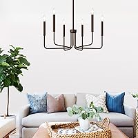 Vista 7 de Candelabro de granja de 6 luces para comedor, accesorios de iluminación colgantes, accesorios de iluminación de comedor de bronce frotado con Bronce