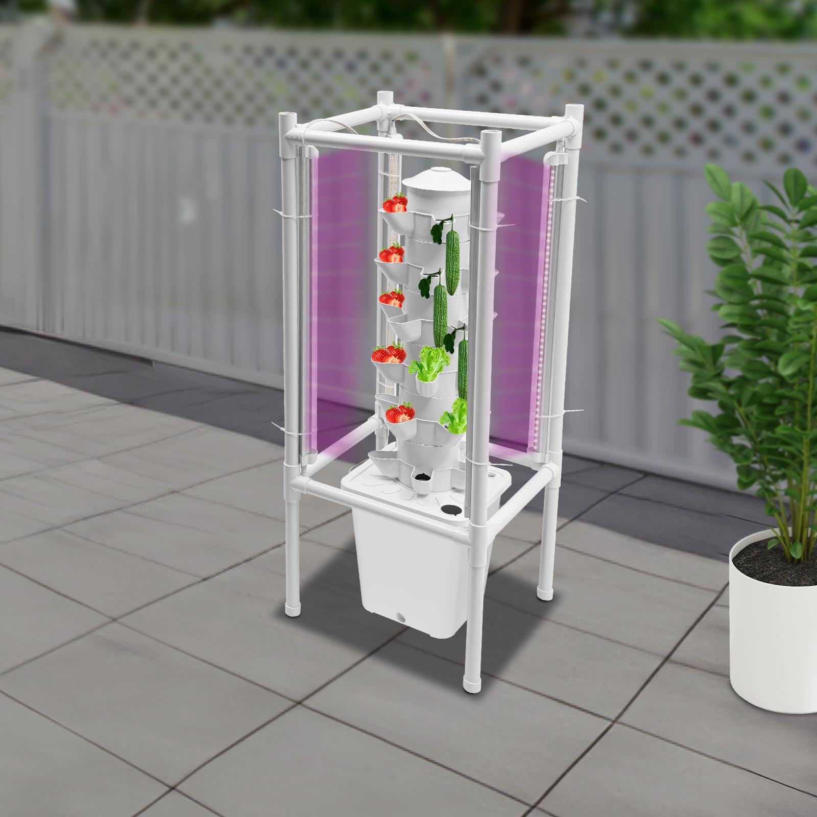 Tour hydroponique à 6 étages - Système de culture hydroponique - Système de culture hydroponique - 30 trous de plantation - Réservoir d'eau de 10 l - 4 lampes UV LED pour herbes, fruits, légumes