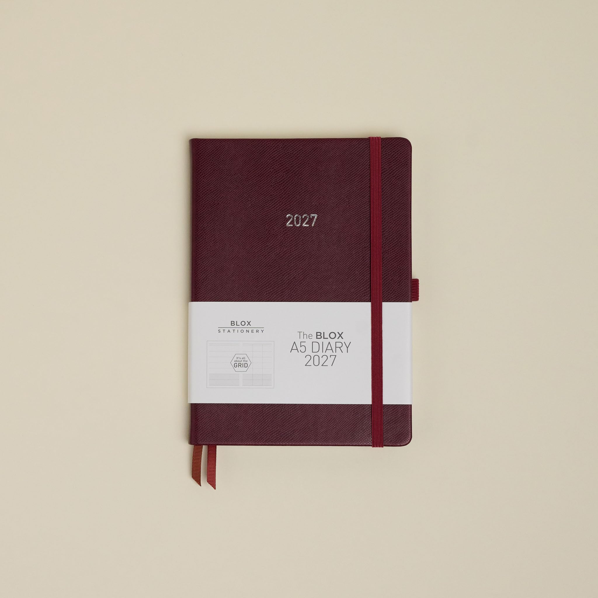 BLOX A5 Diary 2027 (Chocolate) - A5 diary - Jan to Dec 2027 - Week-To-View with 3 column GRID layout - organise your busy life - 2027 diary