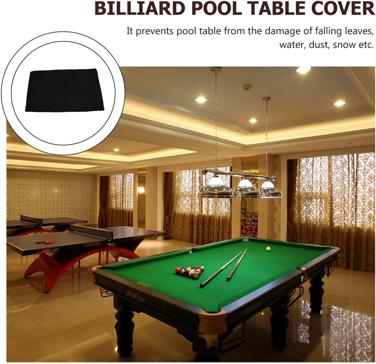UPKOCH Waterproof Billiard Table Cover Oxford Cloth Pool Table Protector Outdoor Furniture Shield for Billiards Heavy Duty Dust Cover for Indoor and Outdoor Use