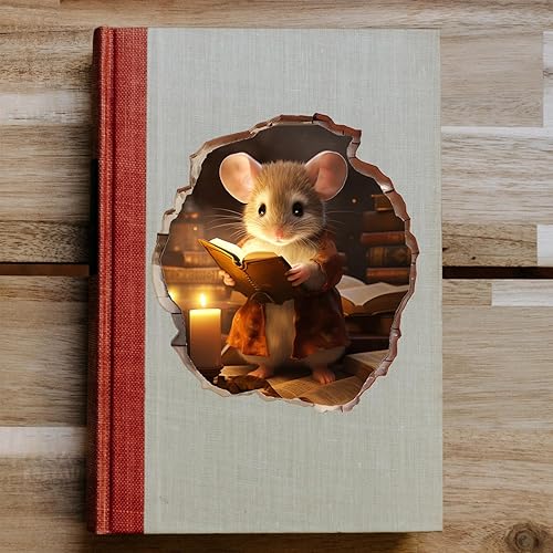 Vista 5 de 2X Mouse Hole 3D Stickers - Reading Book Design, Handmade Wall Clings, Murals, Home & Kids Room Decor, Gift Idea