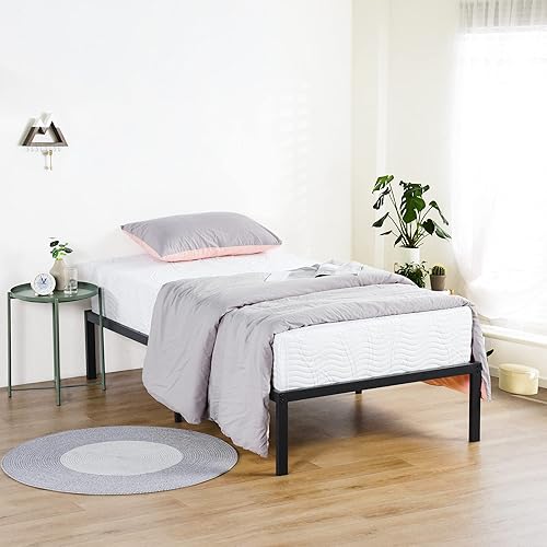 Miniatura 5 de PrimaSleep PT-2000 Marco de Cama de Acero Antideslizante de 35.5 cm de altura, simple y resistente, Acero, Negro