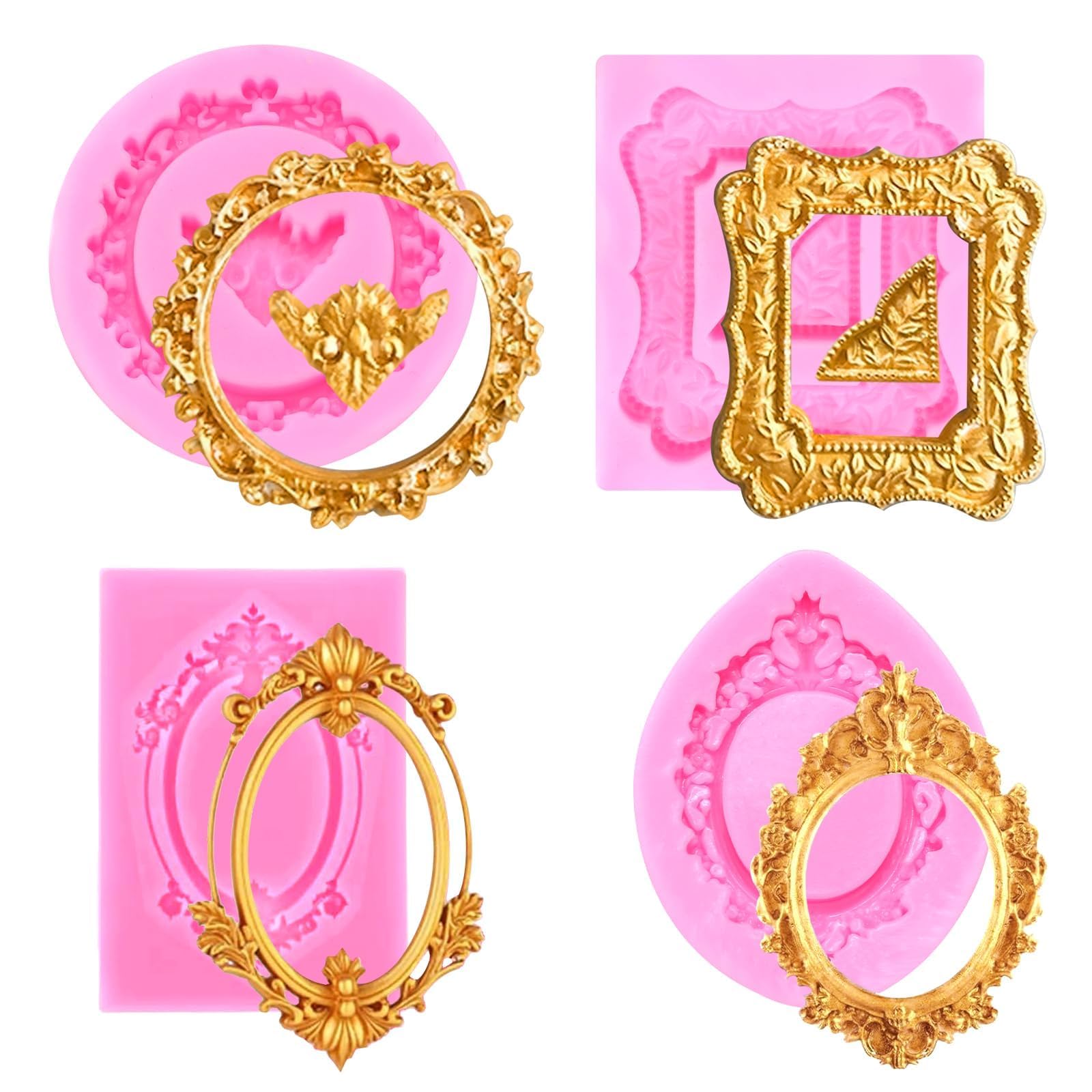 4-Piece Set Vintage Frames Photo Frame Mould, for Scrapbooking and Journaling, Decorative Picture Frame Mold with Ornate Design, Craft Paper Supplies for Creative Projects-image-23