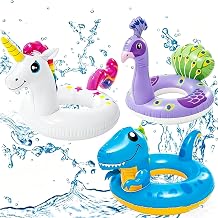 POPOYU 3Pcs Inflatable Pool Toys for Kids,Unicorn Alpaca Dinosaur Pool Inflatables Pool Floats,Swimming Pool Toys Rubber Swimming Rings for Summer Gift,Swimming Pool Beach Toys,Pool Party Decorations